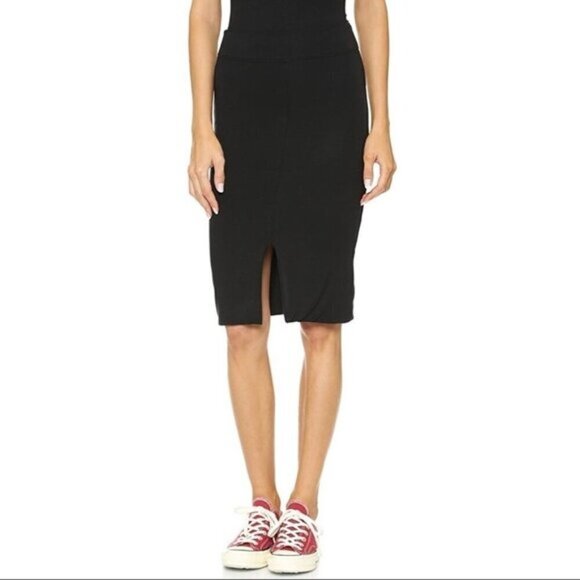 Revolve LNA Harley Skirt Pencil Mini Slit Black High Waist Bodycon Jersey XS - Picture 1 of 16